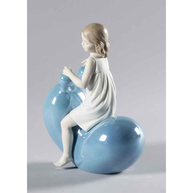 My Seesaw Balloon Girl Figurine, White/Blue