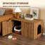 Meuble dissimulant un grand bac à litière pour chat en noyer, au design moderne cannelé du milieu du siècle, avec meuble d'appoint pour le salon, la chambre ou l'entrée, cachette décorative et facile à nettoyer pour votre chat.