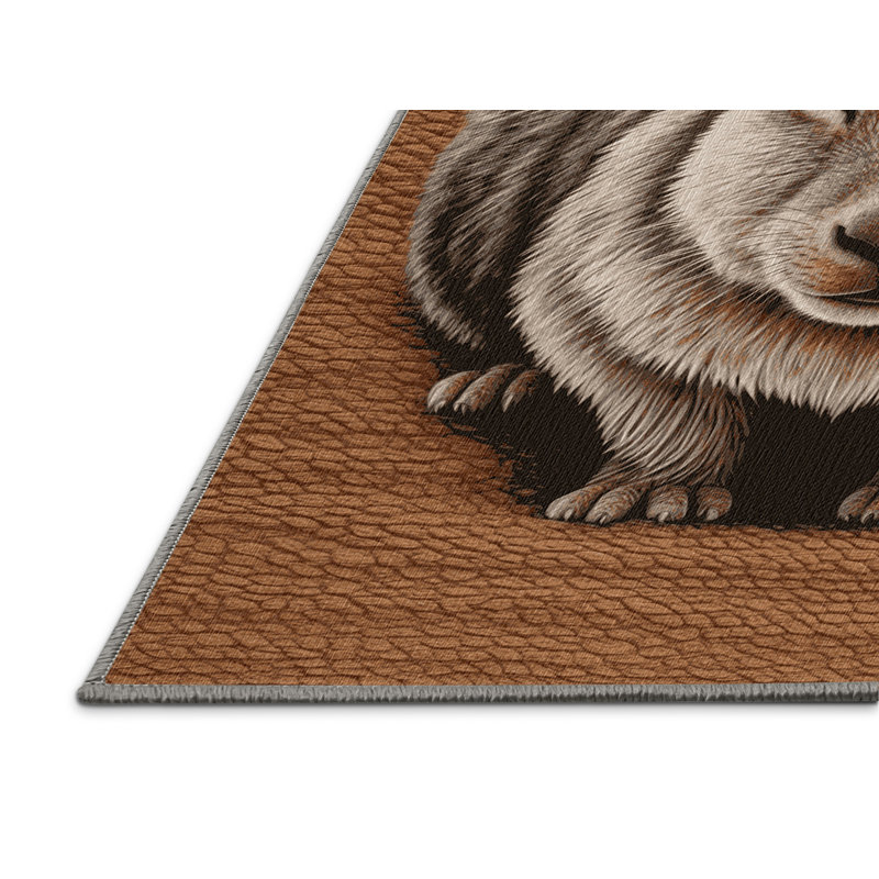 Washable Rock Hyrax Wildlife Area Rug, Square 5'