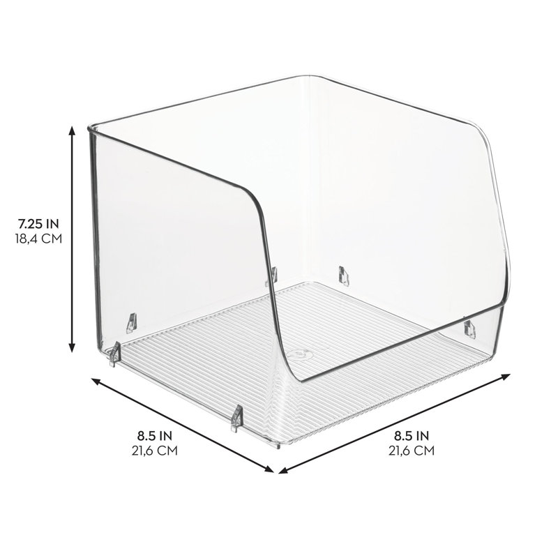 iDesign Stackable Open-Front Storage Bins for Kitchen and Pantry Organization - Set of 4 - Clear