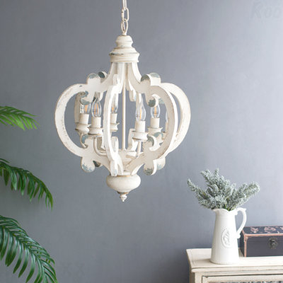 Chandelier - Luminaire suspendu de style campagnard 6 lumières, chaîne réglable