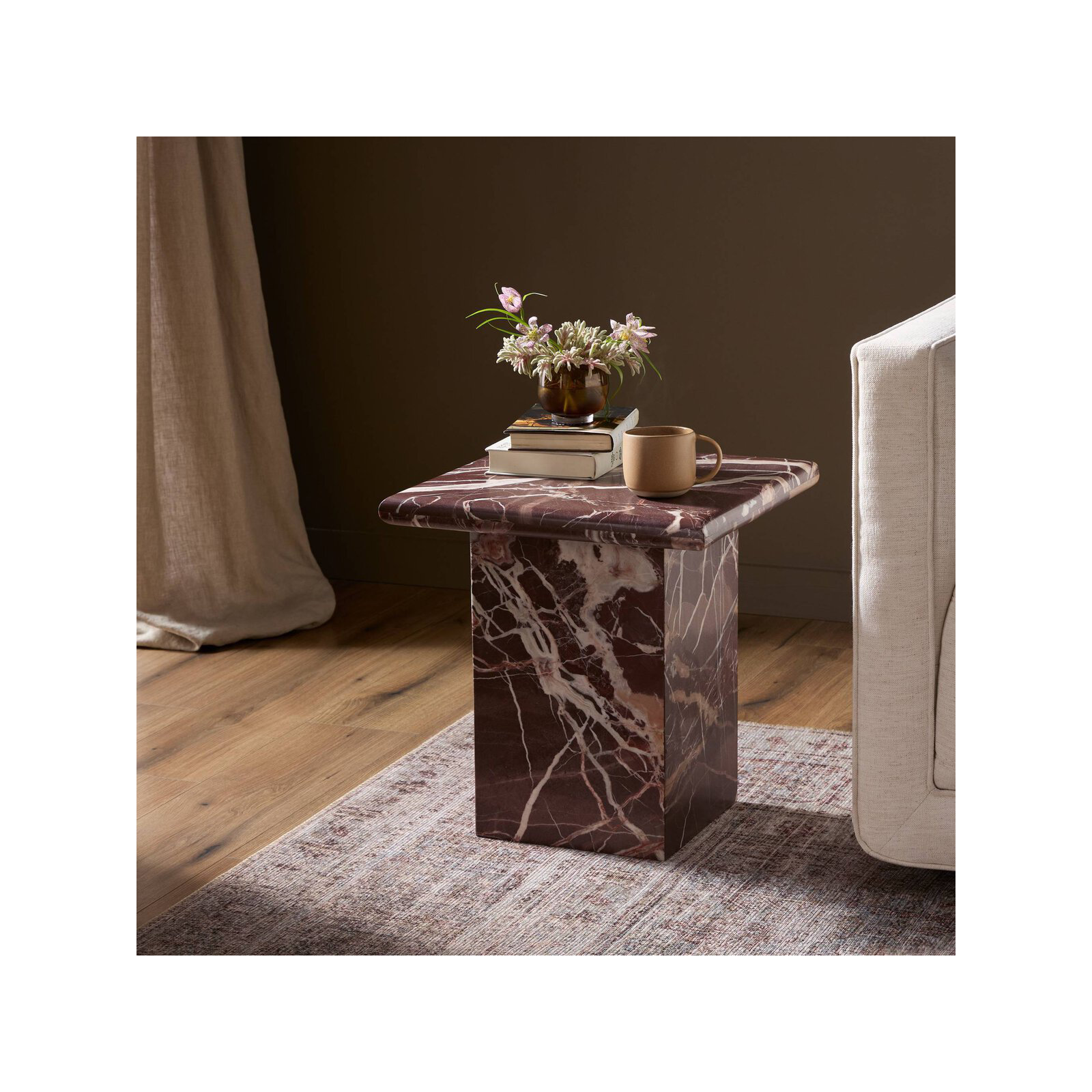 Olene End Table, Meriot Marble