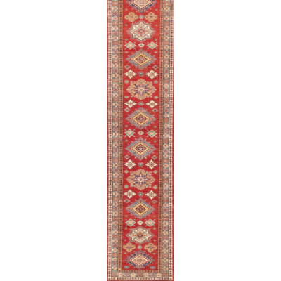 Oriental Handmade Hand-Knotted Runner 2'9"" x 12'10"" Wool/Cotton Area Rug in Blue/Red -  Isabelline, 70857F108BCE4F228461D7DF70E6A829