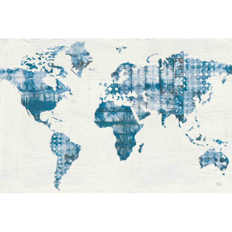 Kanari Map Indigo by Melissa Averinos - Wrapped Canvas Painting, 51cm H x 76cm W