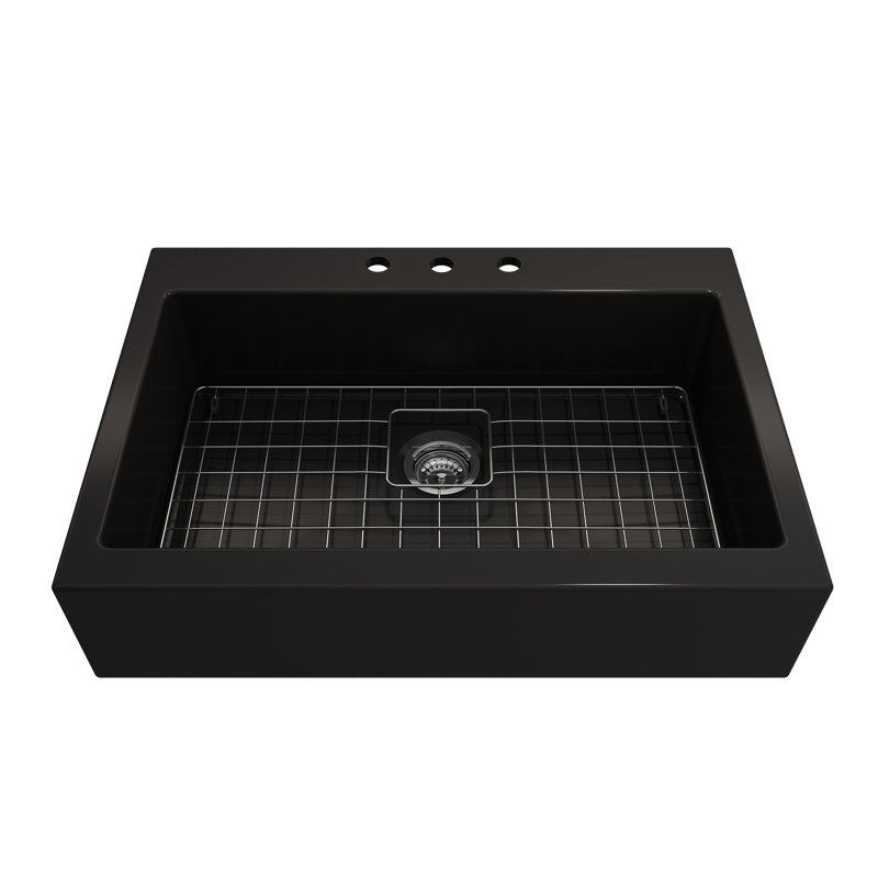 Nuova 34'' L Retro-fit Apron-Front Kitchen Sink, Matte Black