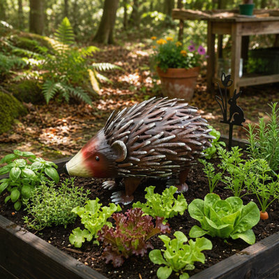 Statue de hérisson en fer forgé faite à la main, sculpture animale réaliste résistante aux intempéries pour pelouse, terrasse et jardin.