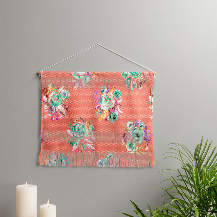 Suspension murale bouquets de roses douces design Ninola, H 16 po x l 22 po x P 0,125 po