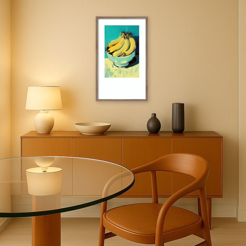 «Bowl of Bananas» par Treechild, impression sur bois encadrée, H 31 po x l 19 po