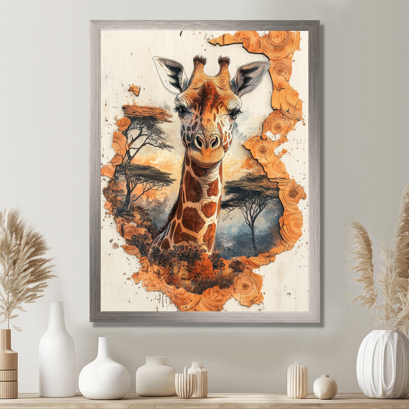 Geriah - animaux, art mural sur toile, H 44 po x l 34 po, Picture Framed, Argent argent