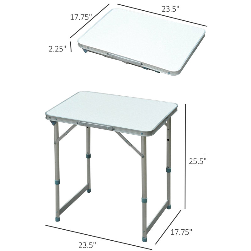 Table pliante de camping 23 po avec hauteur réglable - portable et léger pour des environnements variés