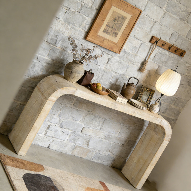 Console en bois 52 po avec rebord courbé, Naturel
