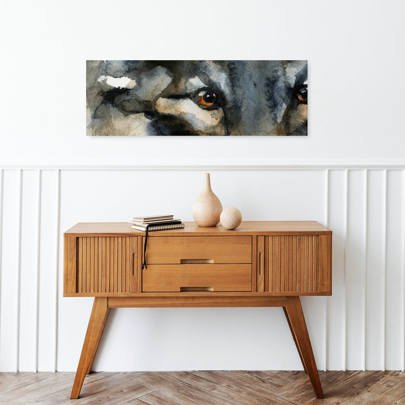 Wild Wolf Eyes by RodMacIver - Wrapped Canvas Panoramic Print, 91.44 cm H x 30.48 cm W