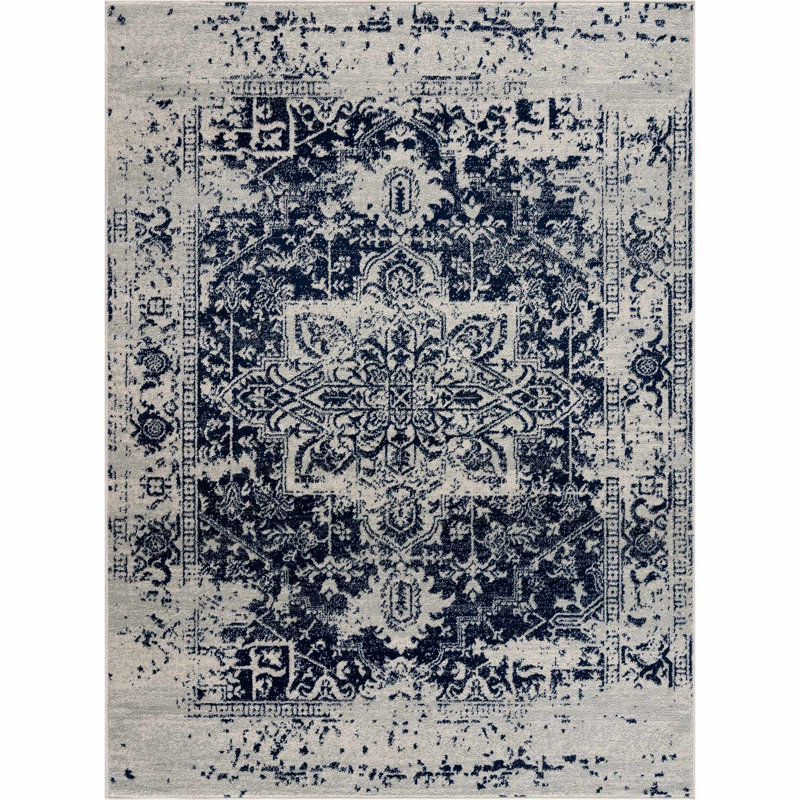 Tapis oriental en polypropylène tissé à la machine Jeorgina, Rectangle 7 pi 10 po x 10 pi