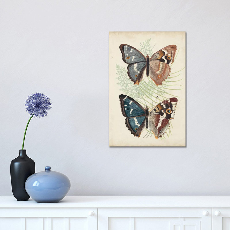 Butterflies And Ferns IV - Wrapped Canvas Print, 30.48 cm H x 45.72 cm W