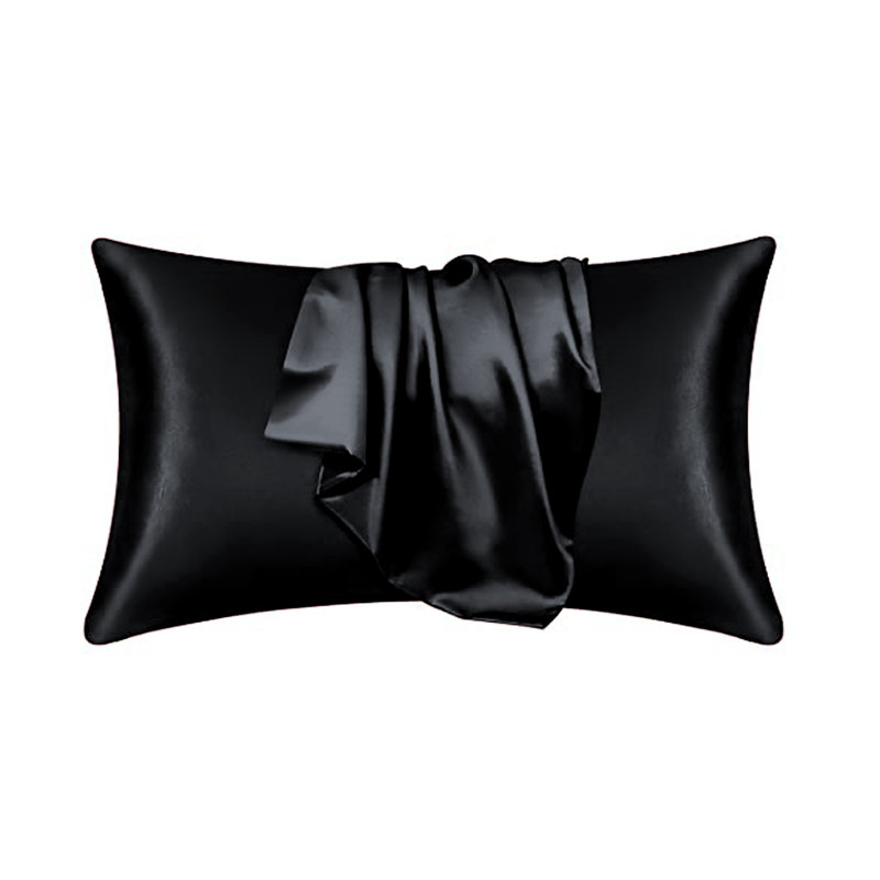 Aieshia 100% Satin Envelope Pillow Case, Black