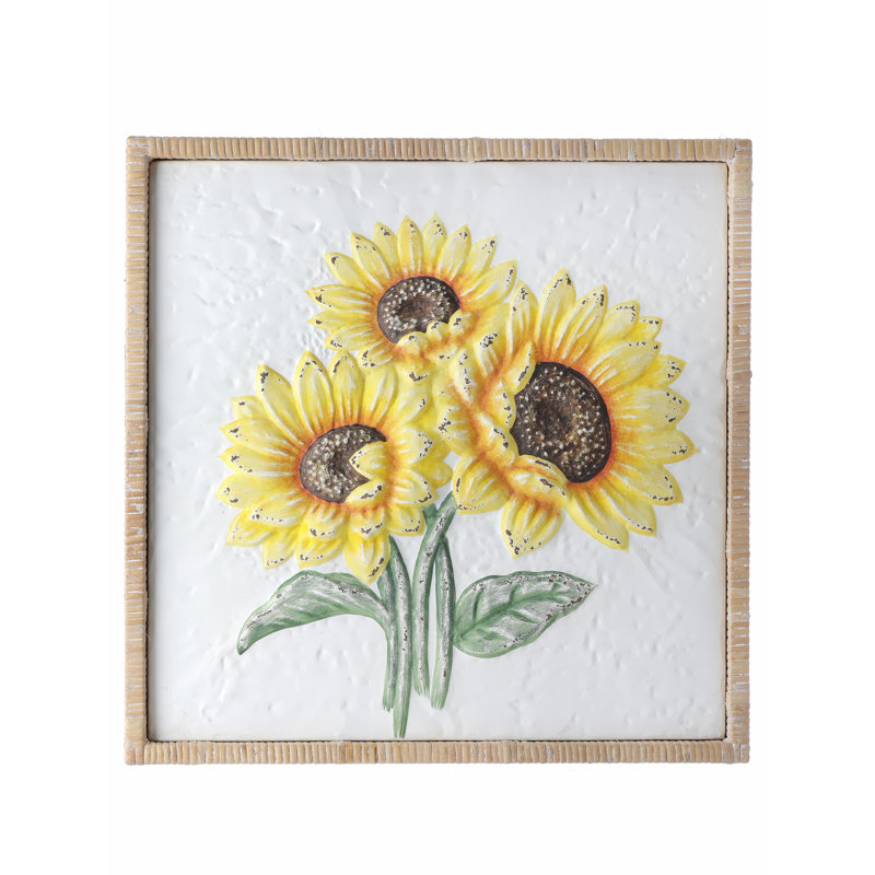 Sunflower Floral wall art - Framed On Metal Painting