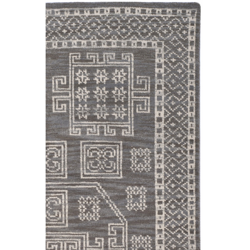 Alimatou Hand Knotted Wool/Cotton Abstract Rug in Gray, Runner 2'3" x 8'