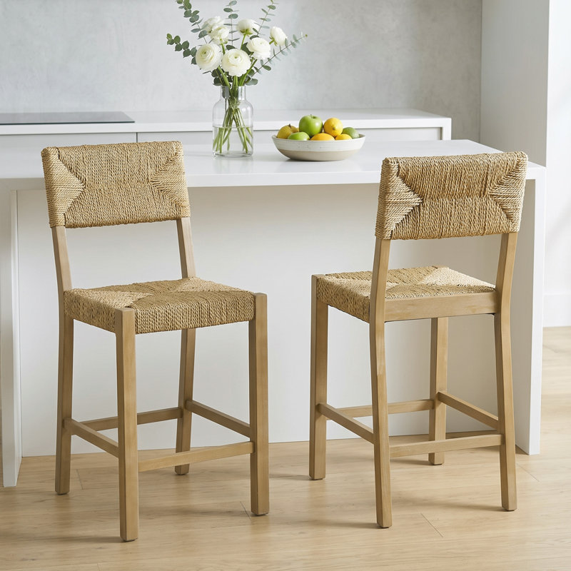Tabouret de comptoir en bois massif de 21 po de style ferme rustique Cledia