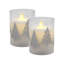 Battery Operated Glass LED Candles, Christmas Trees - 2 Piece