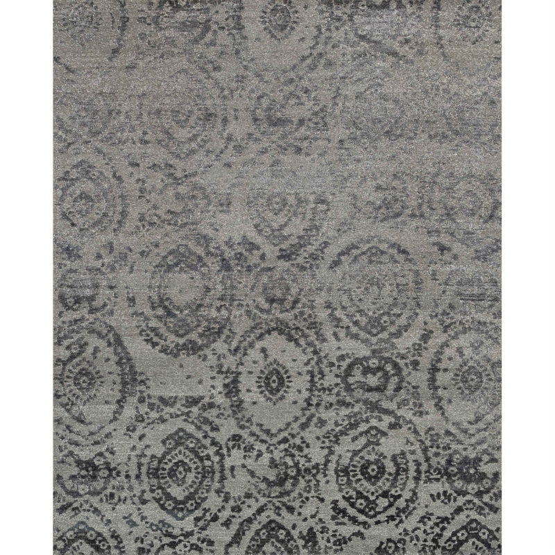 Cyrus Hand-Knotted Gray/Indigo Rug, Rectangle 2' x 3'