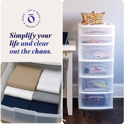 Ensemble de 2 tours de rangement HOMZ, rangement en plastique transparent avec tiroirs, contenants de rangement moyens pour dortoir, maison et bureau