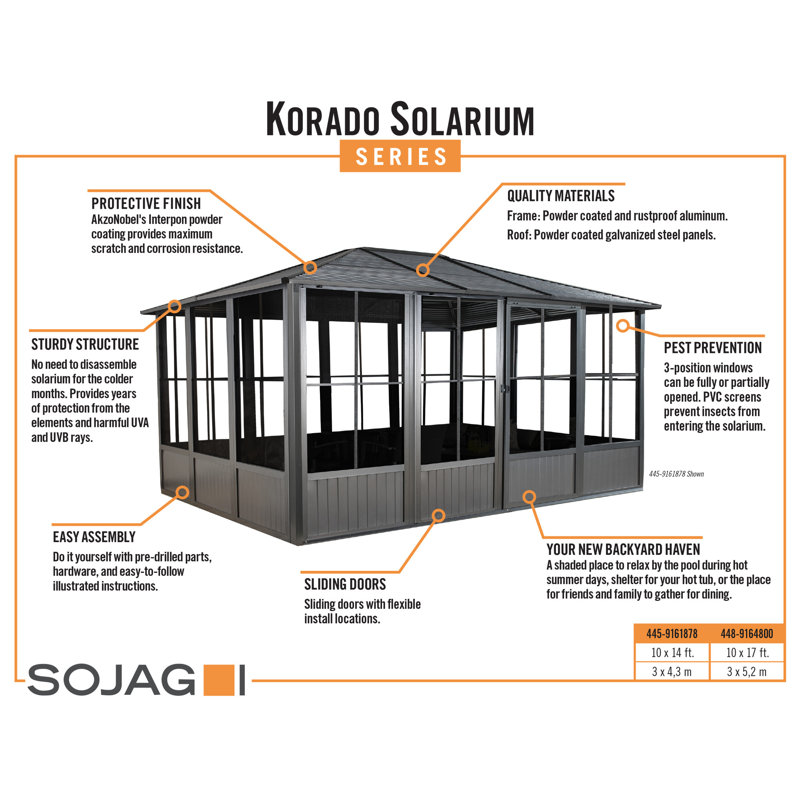 10 Ft. W x 17 Ft. D Aluminum Patio Gazebo