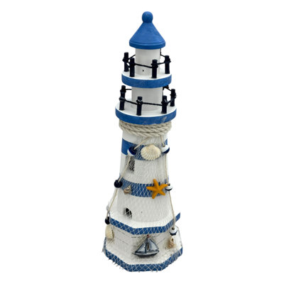 Nautically Decorated Lighthouse Figurine