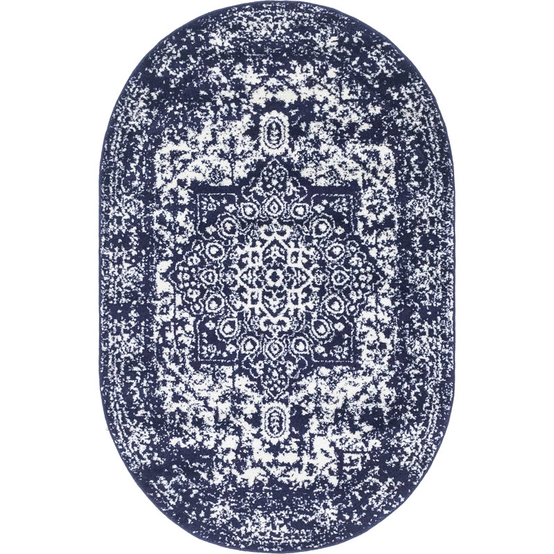 Oriental Area Rug, Oval 99 x 160cm