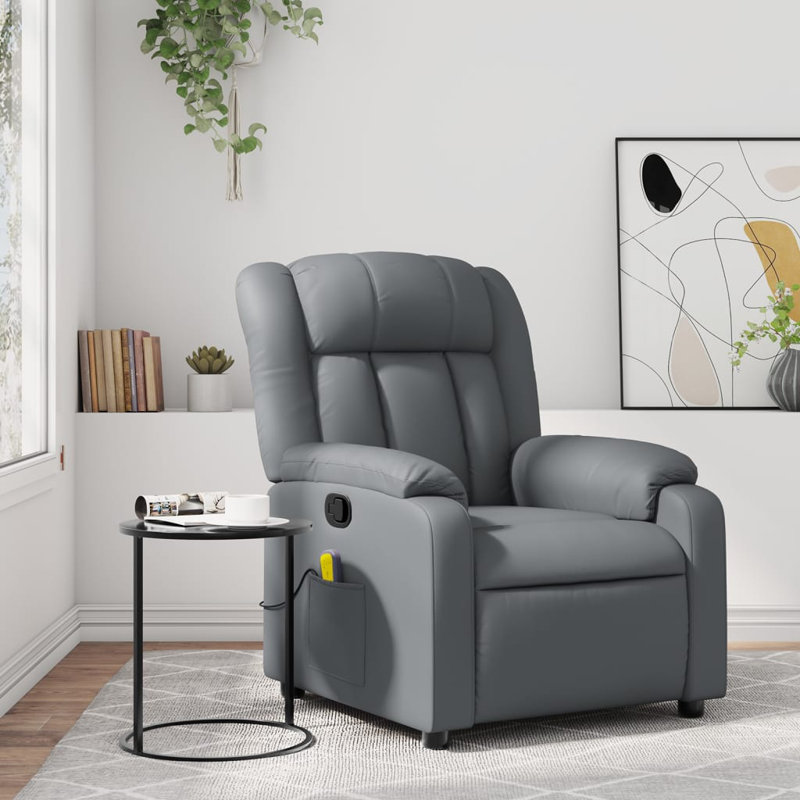  Fauteuil inclinable de massage en similicuir gris, métal, contreplaqué simple