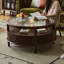 Table basse rétro avec plateau en verre
