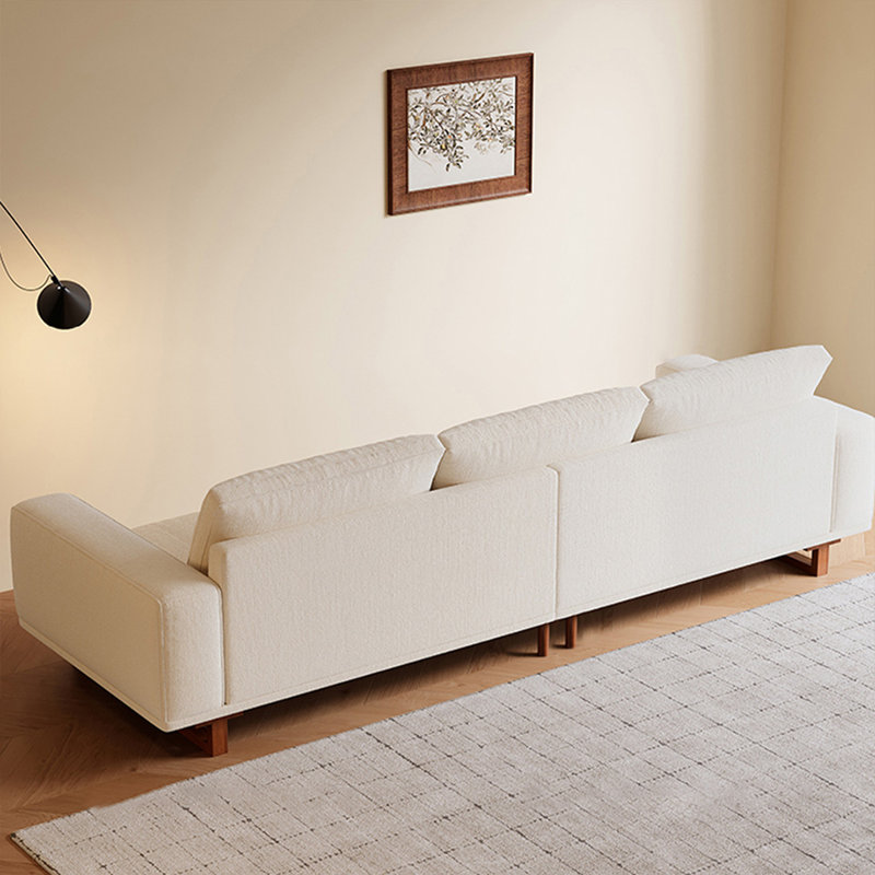 Canapé modulaire Mid-Century en coton et lin blanc crème, H 34,65 po x l 94,49 po x P 38,58 po