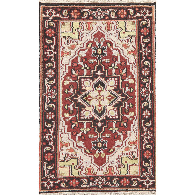 Tapis traditionnel rouge à motif géométrique 3x5