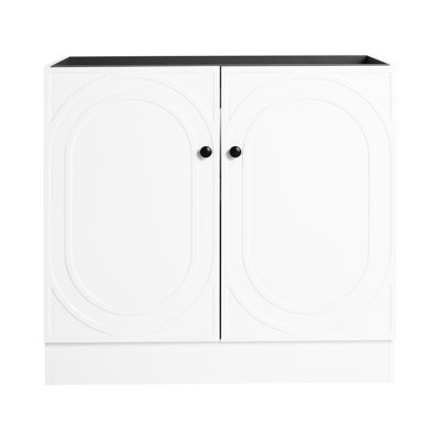 Meuble-lavabo moderne 36 po avec portes à fermeture douce et grand rangement - Buffet autoportant en contreplaqué blanc