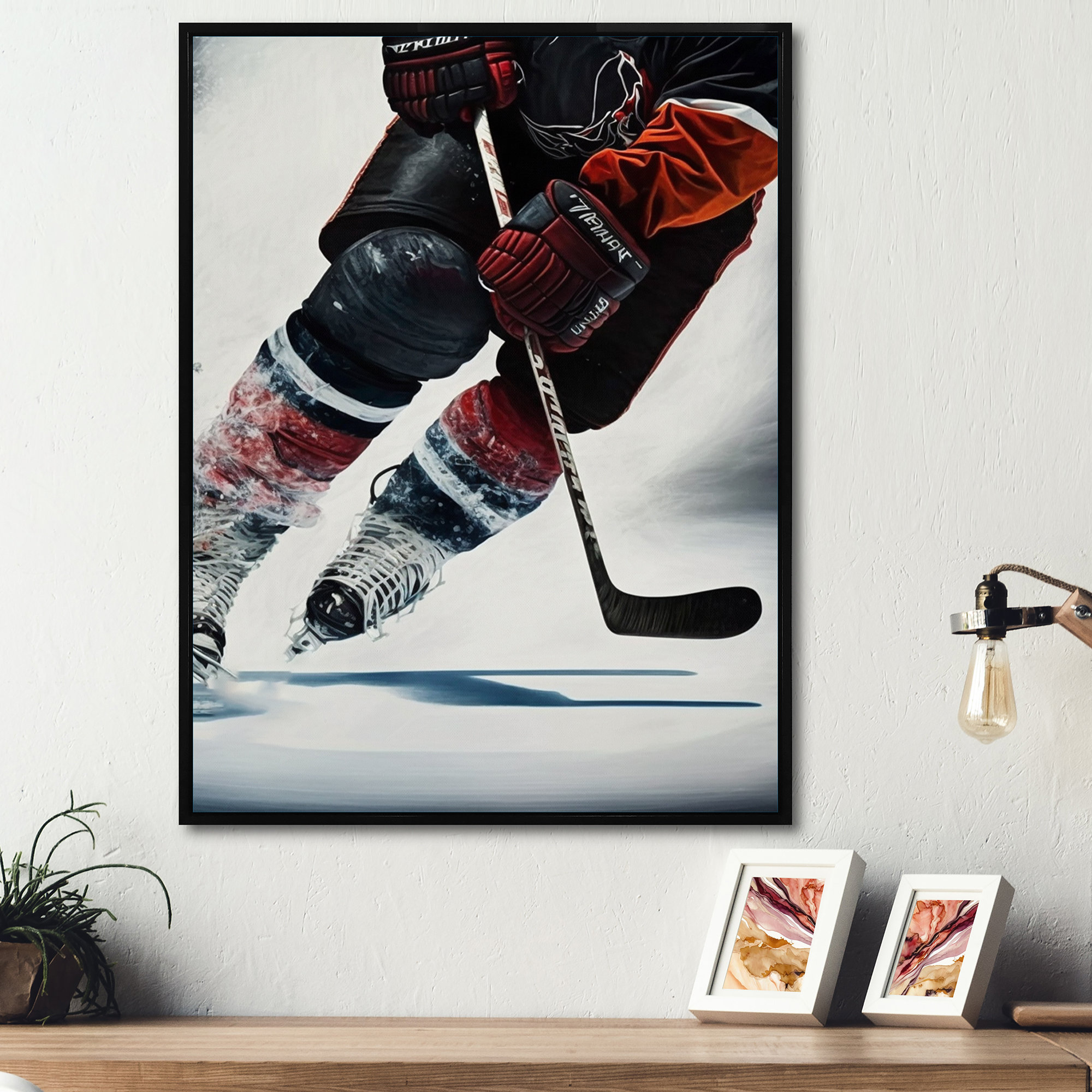 Usa Hockey Player In Action IV Floating Frame Wall Art