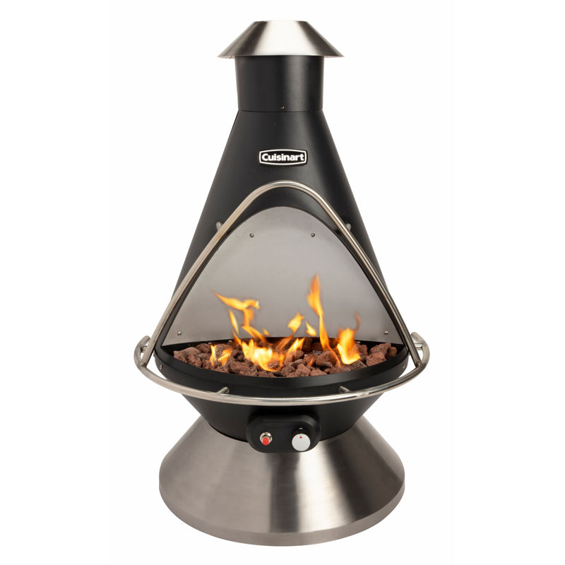 Cuisinart Black and Stainless Steel Chimenea Propane Fire Pit