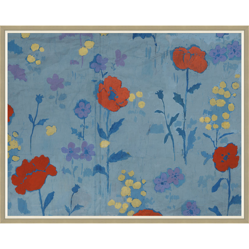 Poppies Print by Paule Marrot, Silver Framed, 43" H x 54" W x 1.25" D