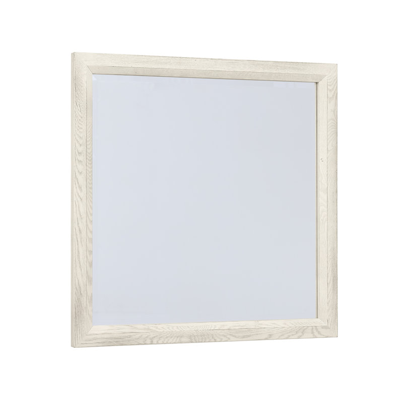 Miroir paysage - verre biseauté, Blanc patiné