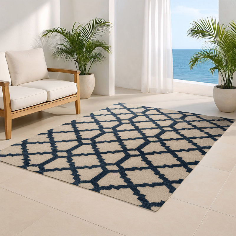 Tapis intérieur et extérieur beige Trellis, Rectangulaire 2 pi x 3 pi