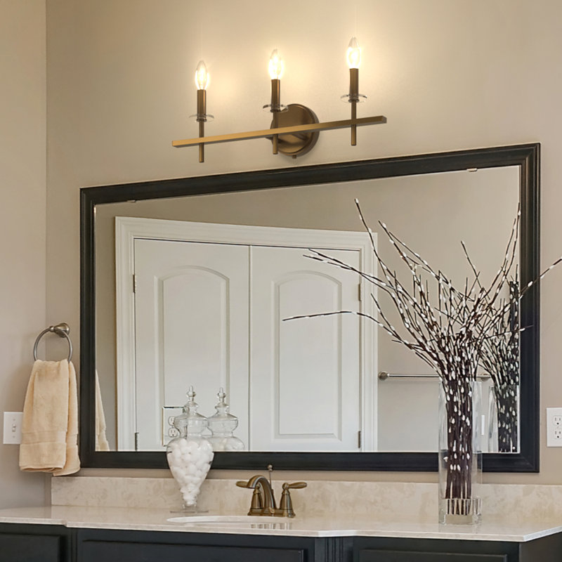 Sapello Plug & Play 3-Light Vanity Light in Transitional and Modern Style-6.85 Inches Tall and 22 Inches Wide, Satin Brass