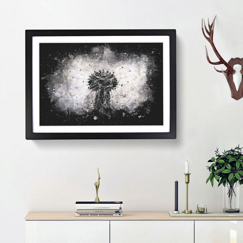 A Dandelion Flower - Framed Print, 45cm H x 63cm W x 2cm D, Black Framed