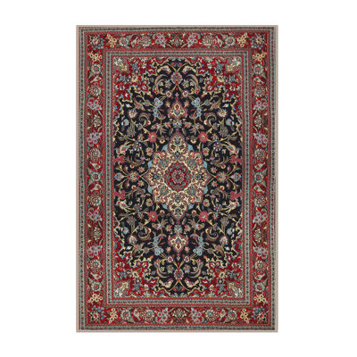Tapis traditionnel rouge / noir Bowning