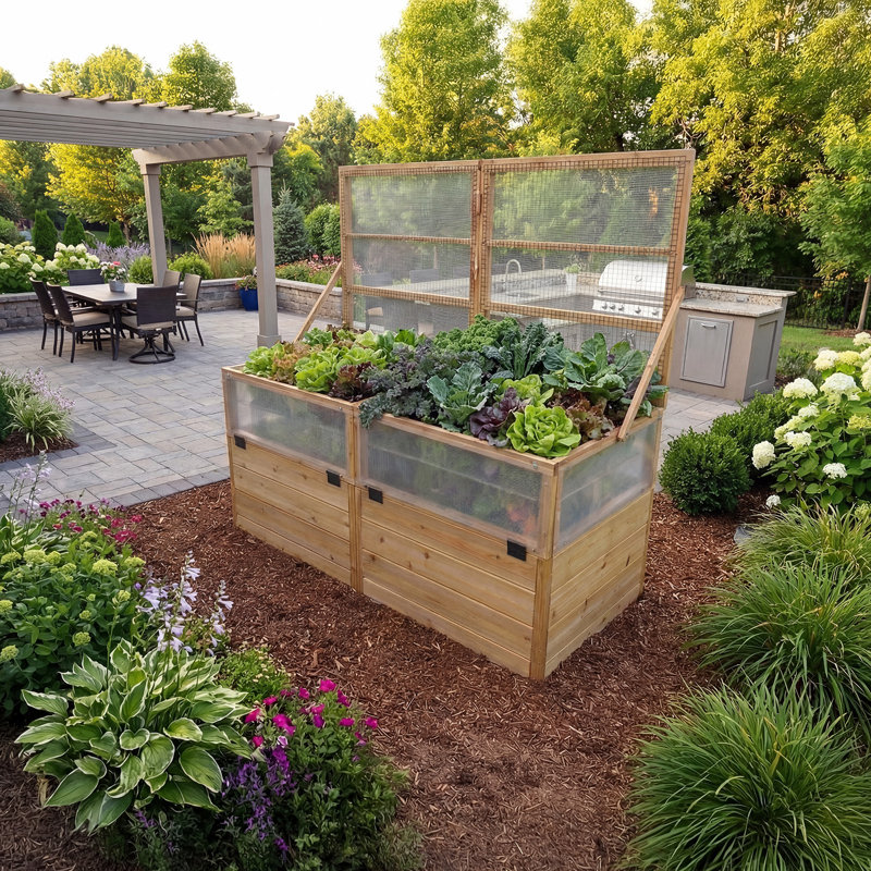Jardin en cèdre avec serre de 6 pi x P 3 pi