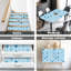 Papier peint adhésif peler et coller en PVC, revêtement mural auto-adhésif amovible avec motifs géométriques abstraits carrés bleus rétro et étincelants, imperméable pour la décoration intérieure - rouleau