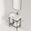 24" Bathroom Vanity With Ceramic Basin, Freestanding Bathroom Console Sink Set, Glossy Red Rectangular Ceramic Basin Without Faucet, Open Metal Leg, Storage Shelves-1701175153-1701175055