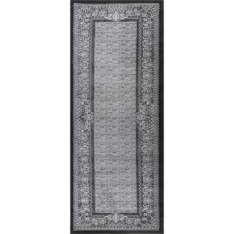 Marissa Collection Black Border Transitional Area Rug, Runner 2'6" x 7'7"