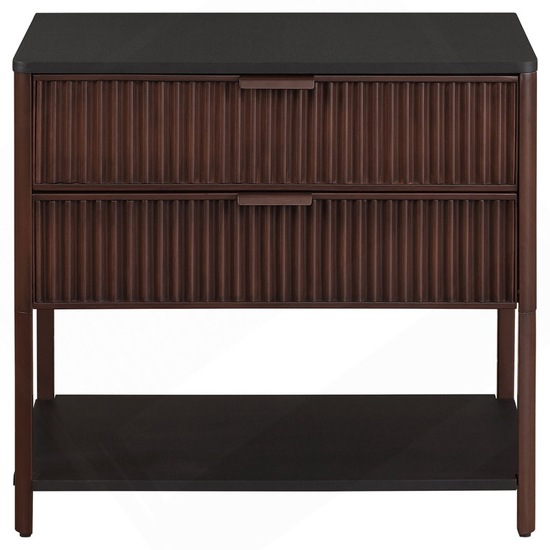 Table d'appoint 2 tiroirs avec tablette Tova