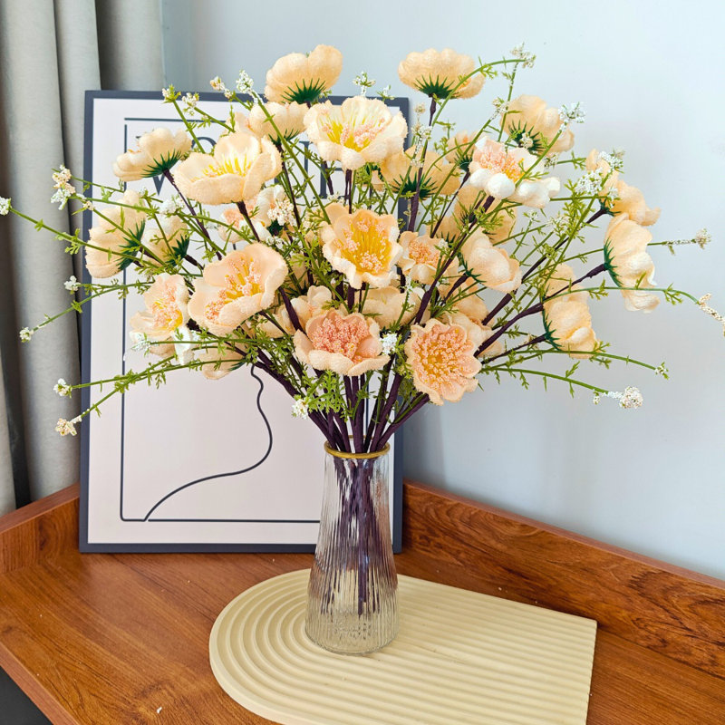 6Pcs Artificial Flower Arrangements, Rhododendron Artificial Flowers, Living Room Dining Table Dry Decorative Flower Bouquets