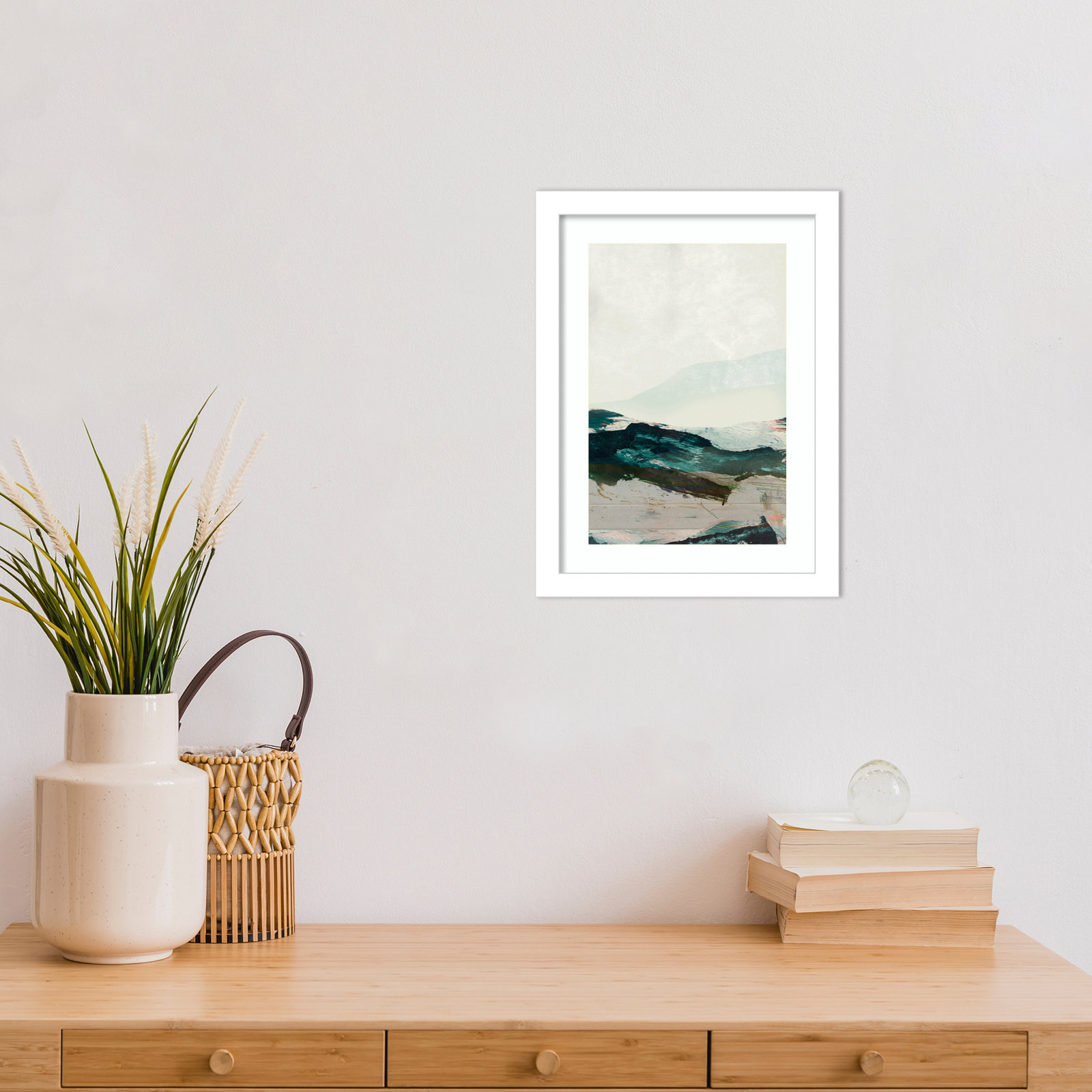 Cleve "Mountains No. 2" Print, White Framed, 13" H x 10" W