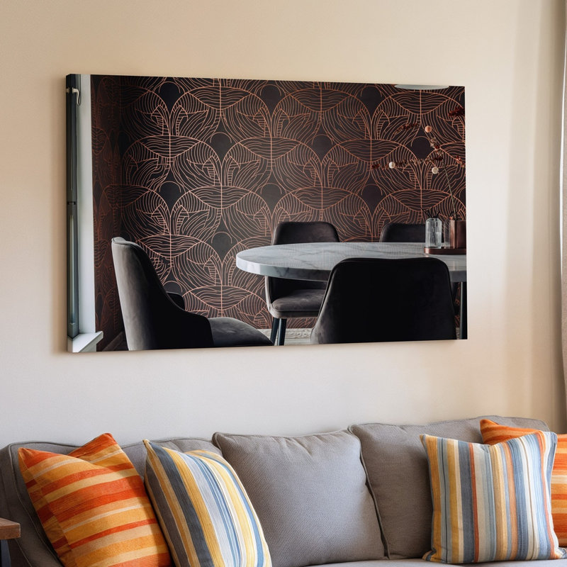 Toile une scène intérieure moderne avec un mur texturé orné d'un art mural, H 30 po x l 30 po