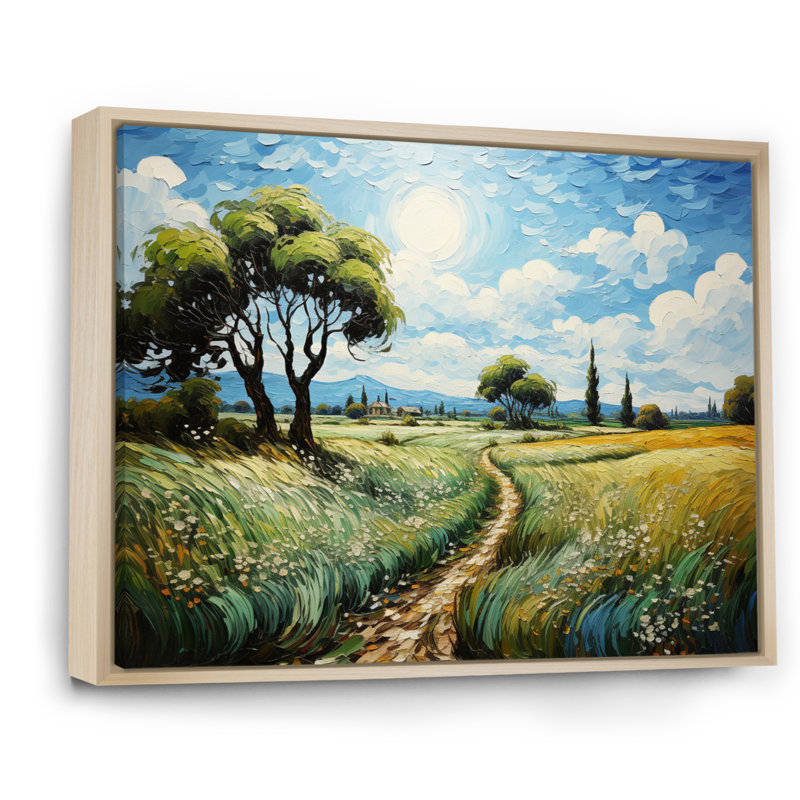 " Landscape Vangogh Dandelions In ", 30" H x 40" W, Natural Floater Framed